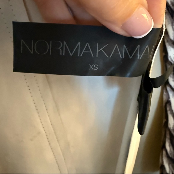 Norma Kamali XS Long Blazer Dress Knit Illusion Print Double Breasted Stretch - Picture 12 of 13